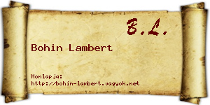 Bohin Lambert névjegykártya